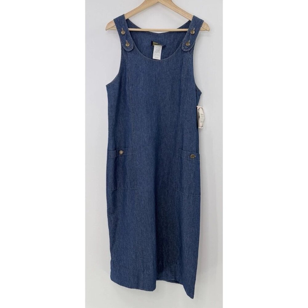Vtg Deadstock Artisan 100% Cotton Maxi Denim Dress Blue Sz 12P Countrycore Basic